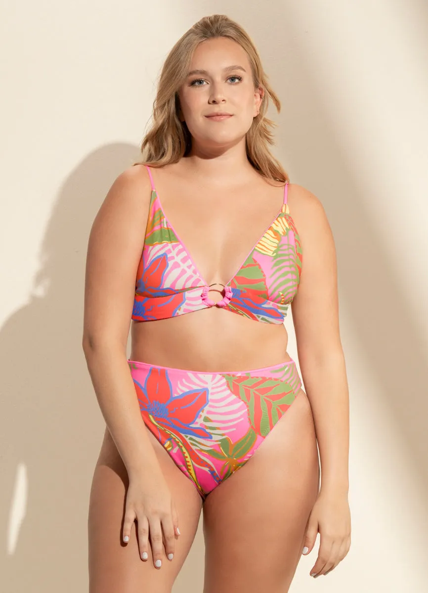 Maaji Bombon Pink Shine Long Line Triangle Bikini Top Maaji