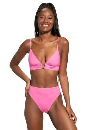 Maaji Bombon Pink Shine Long Line Triangle Bikini Top Maaji