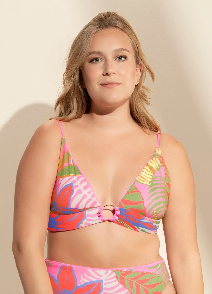 Maaji Bombon Pink Shine Long Line Triangle Bikini Top Maaji
