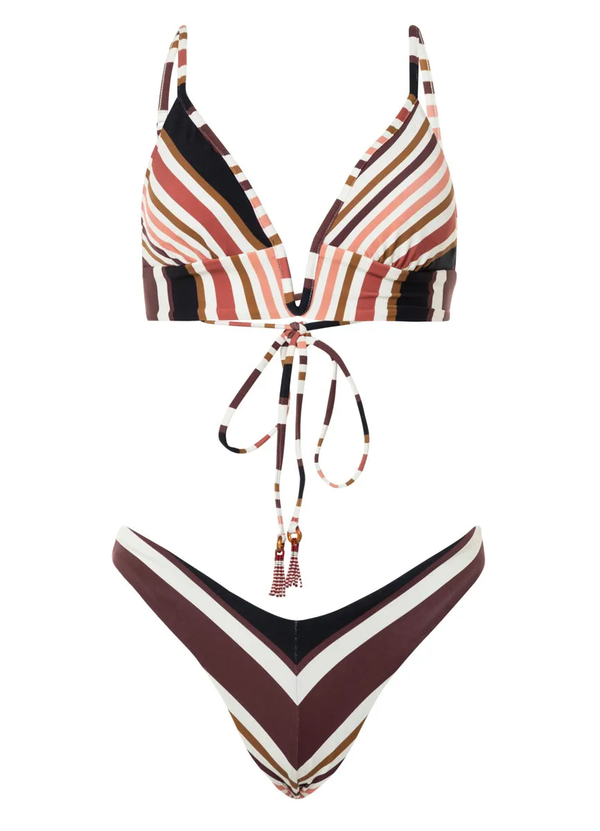 Maaji Burgundy Barcode Megan High Leg Bikini Bottom Maaji
