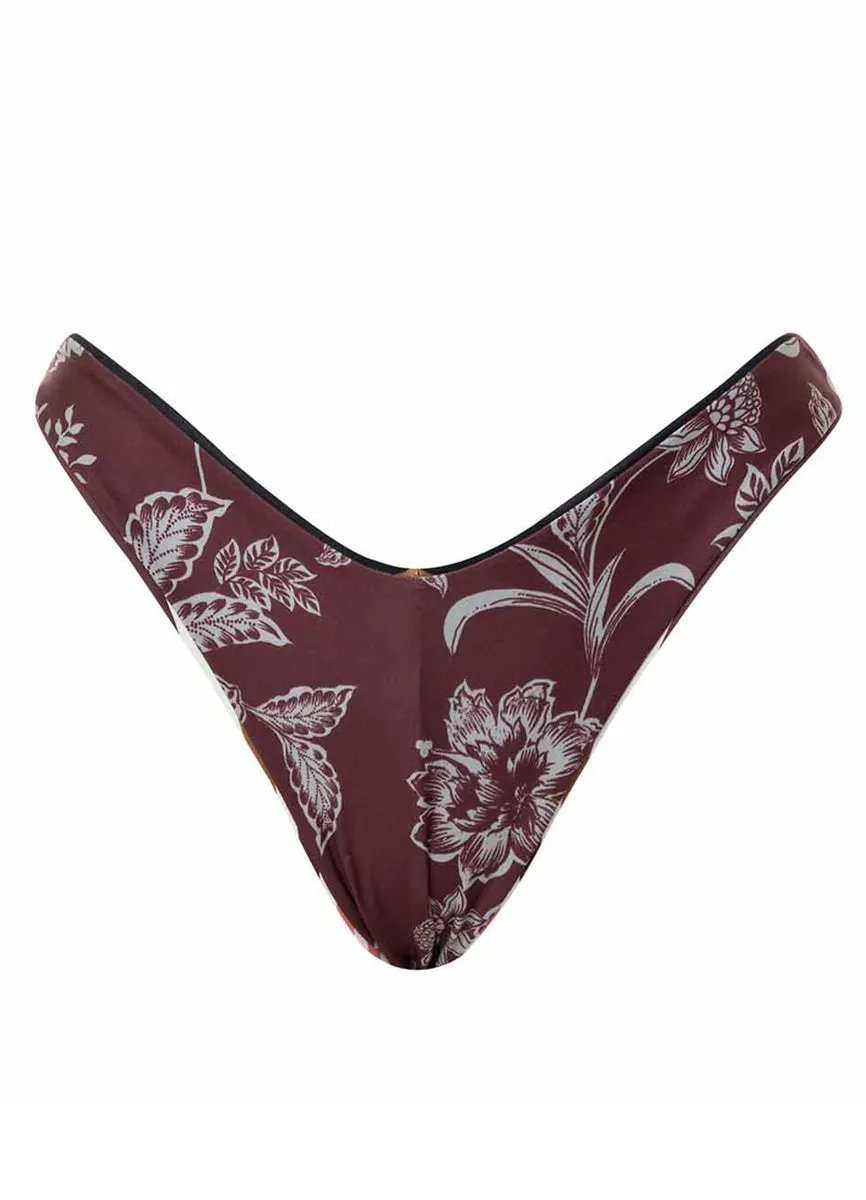 Maaji Burgundy Barcode Megan High Leg Bikini Bottom Maaji