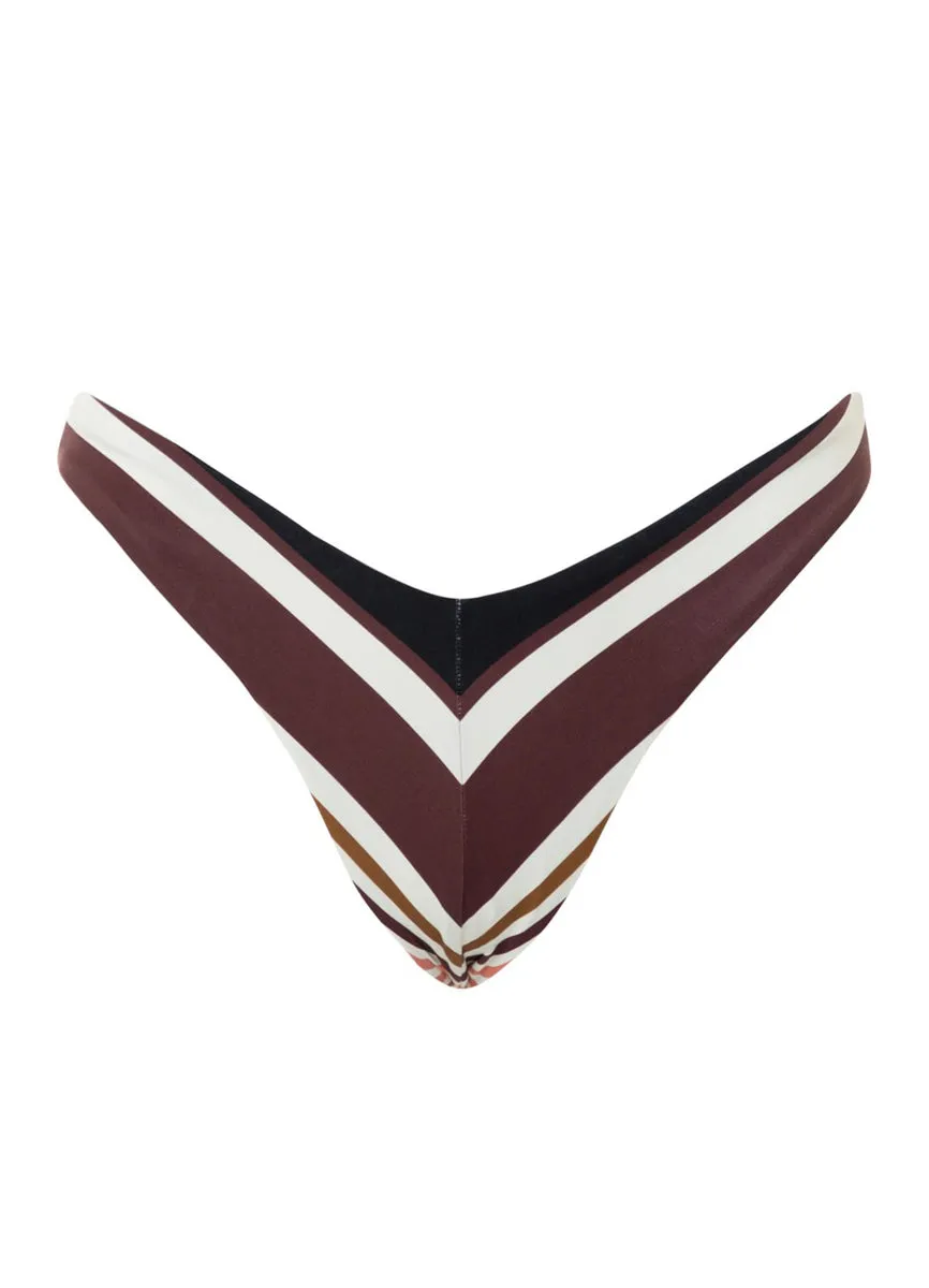 Maaji Burgundy Barcode Megan High Leg Bikini Bottom Maaji