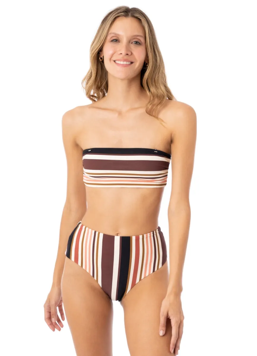 Maaji Burgundy Barcode Venus Mid Rise Bikini Bottom Maaji