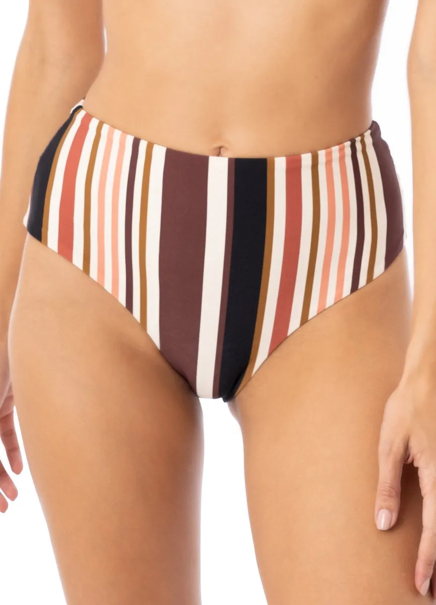 Maaji Burgundy Barcode Venus Mid Rise Bikini Bottom Maaji