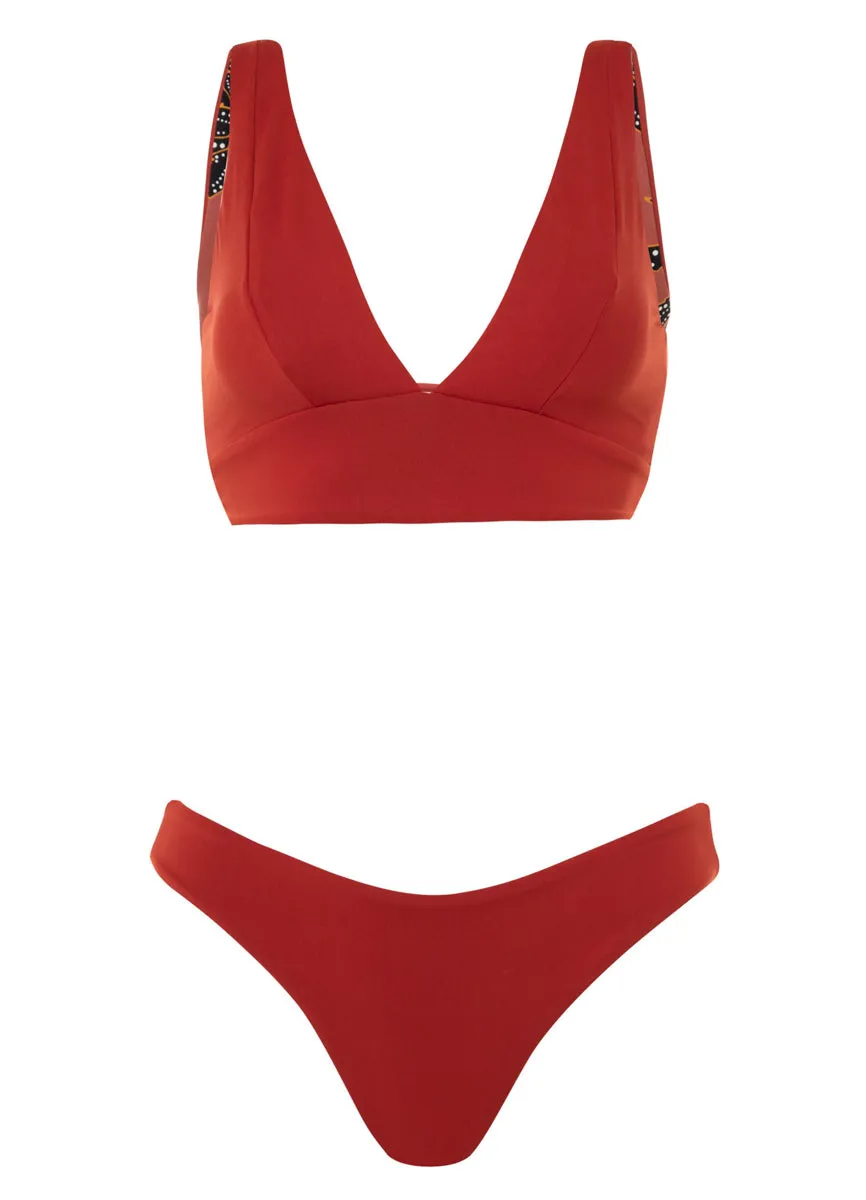 Maaji Burgundy Paradise Long Line Triangle Bikini Top Maaji