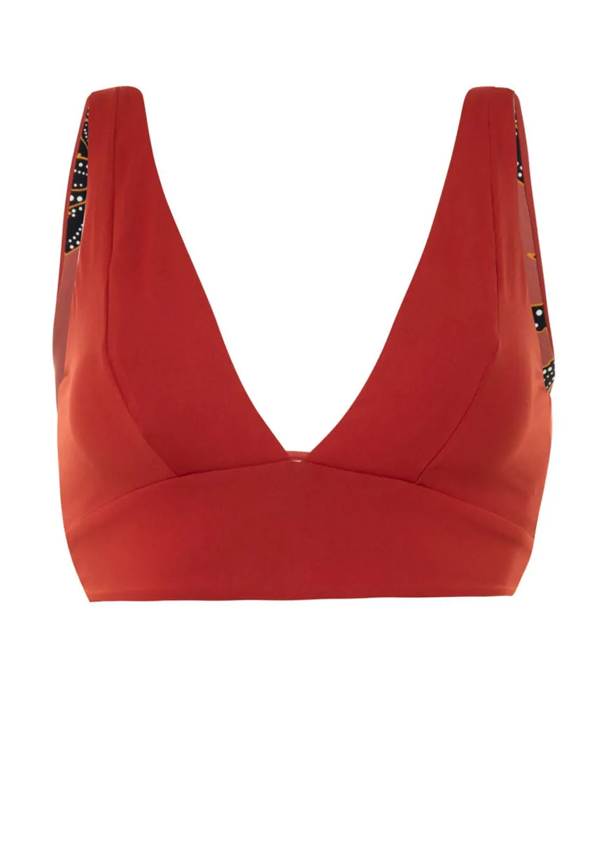 Maaji Burgundy Paradise Long Line Triangle Bikini Top Maaji