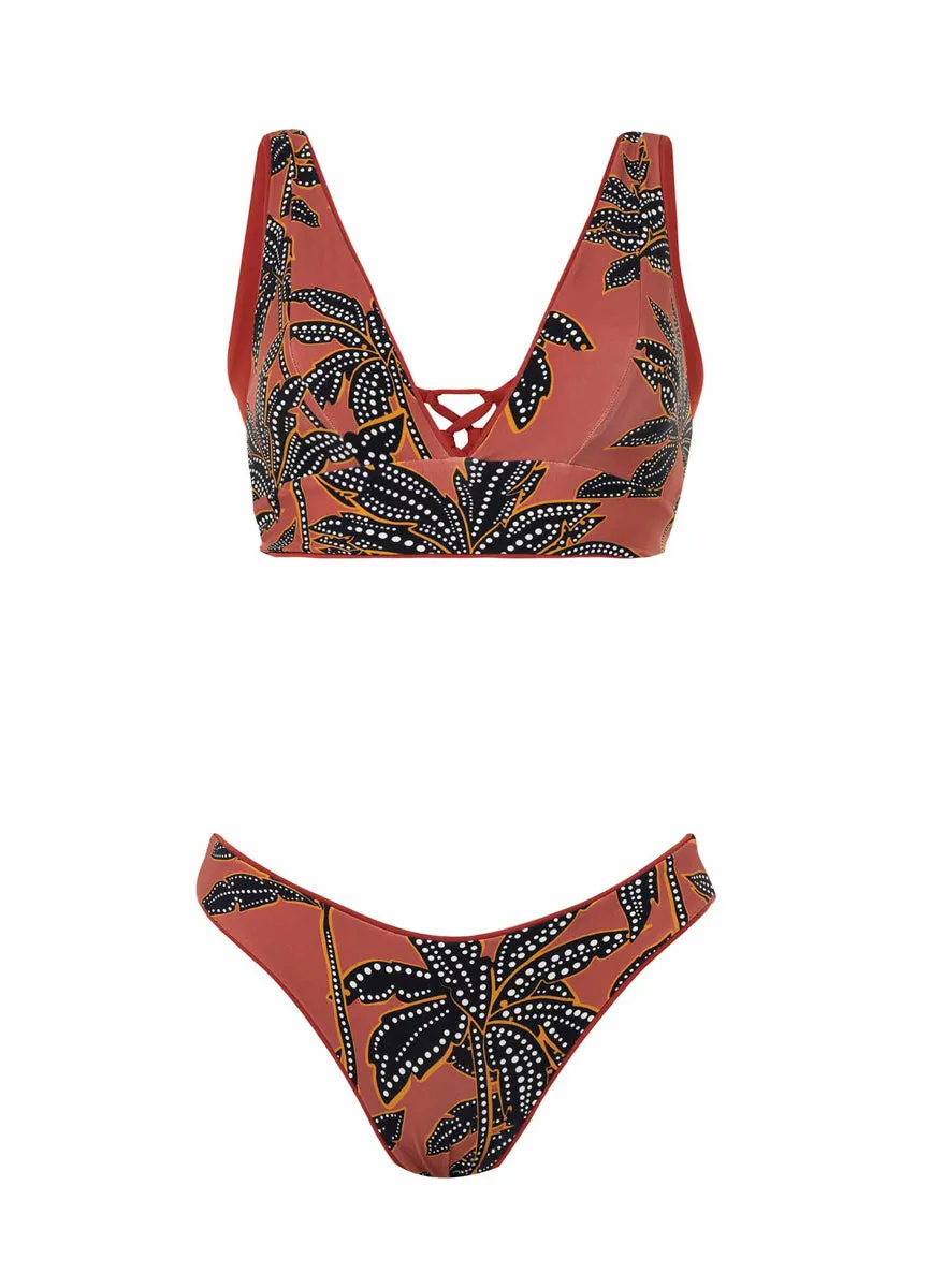 Maaji Burgundy Paradise Long Line Triangle Bikini Top Maaji