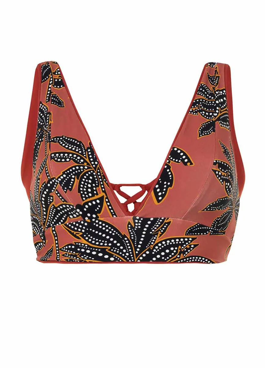 Maaji Burgundy Paradise Long Line Triangle Bikini Top Maaji