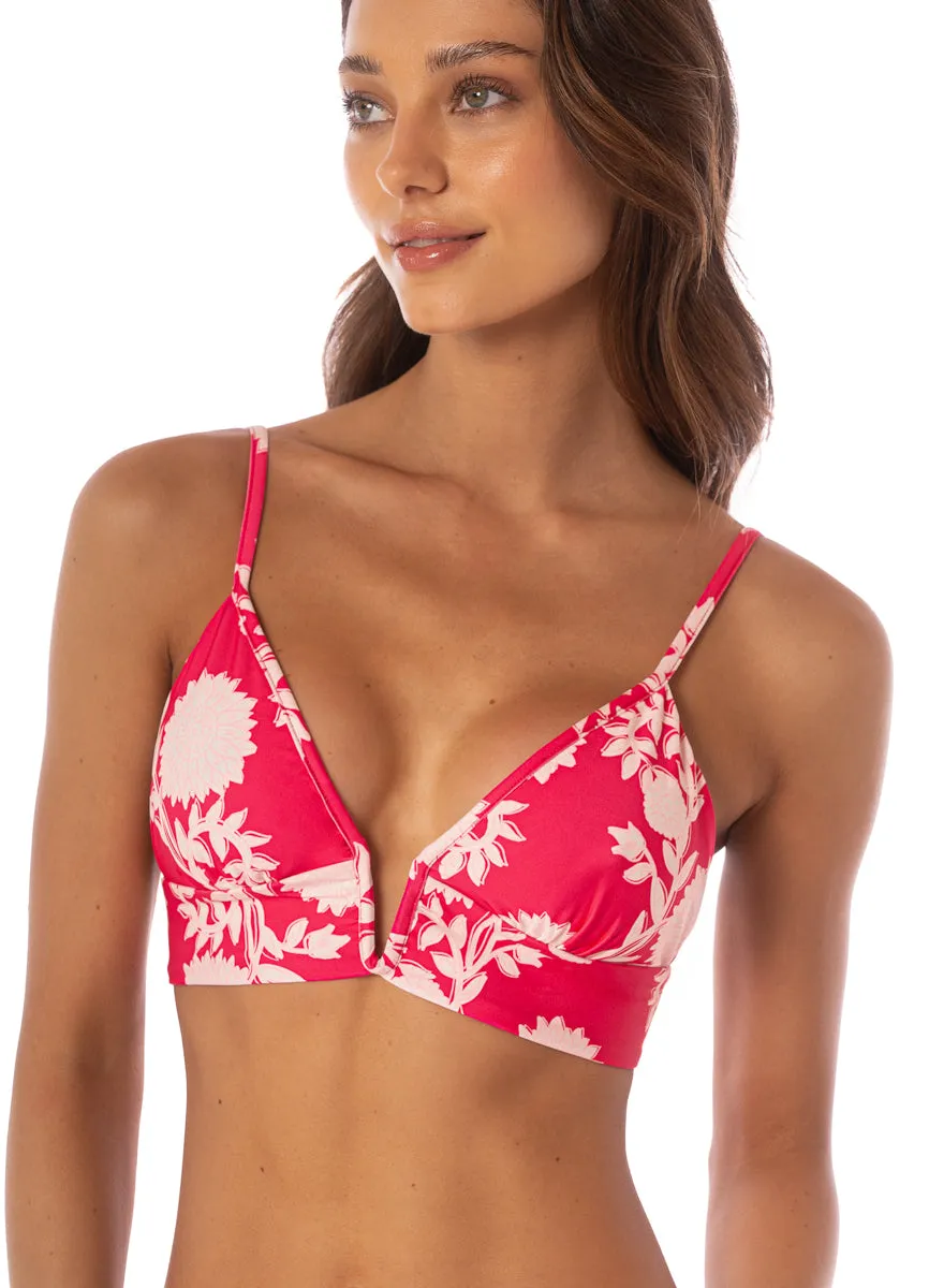 Maaji Candy Flowery Parade  Long Line Triangle Bikini Top Maaji