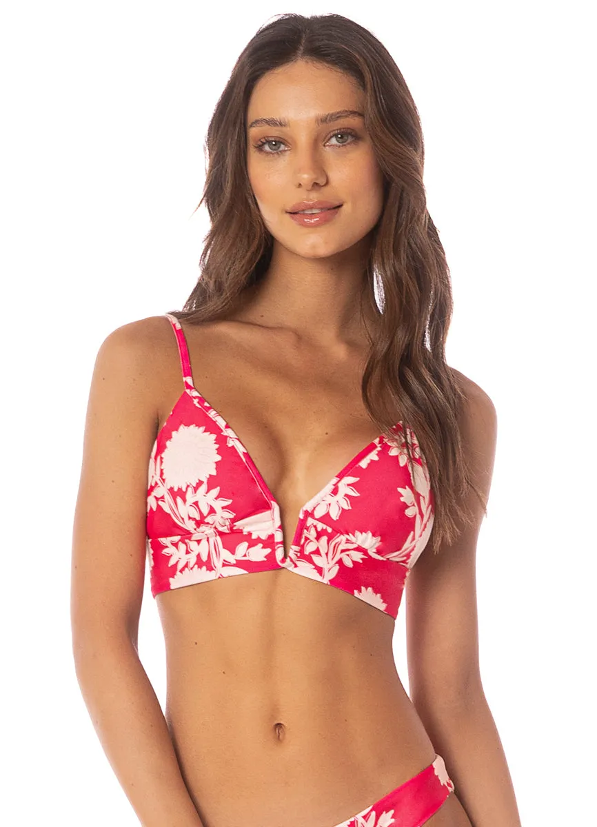 Maaji Candy Flowery Parade  Long Line Triangle Bikini Top Maaji