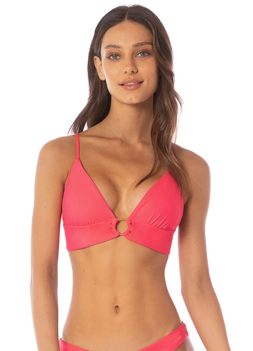 Maaji Cherry Crush Shine  Long Line Triangle Bikini Top Maaji