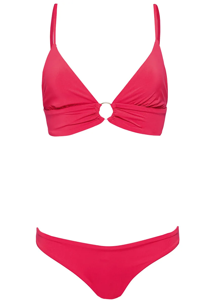 Maaji Cherry Crush Shine  Long Line Triangle Bikini Top Maaji