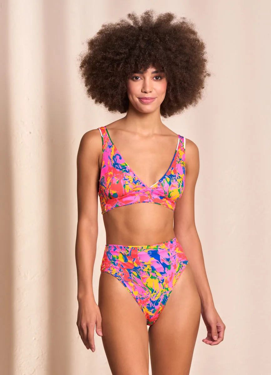 Maaji Crayonflower Rocky Long Line Triangle Bikini Top Maaji