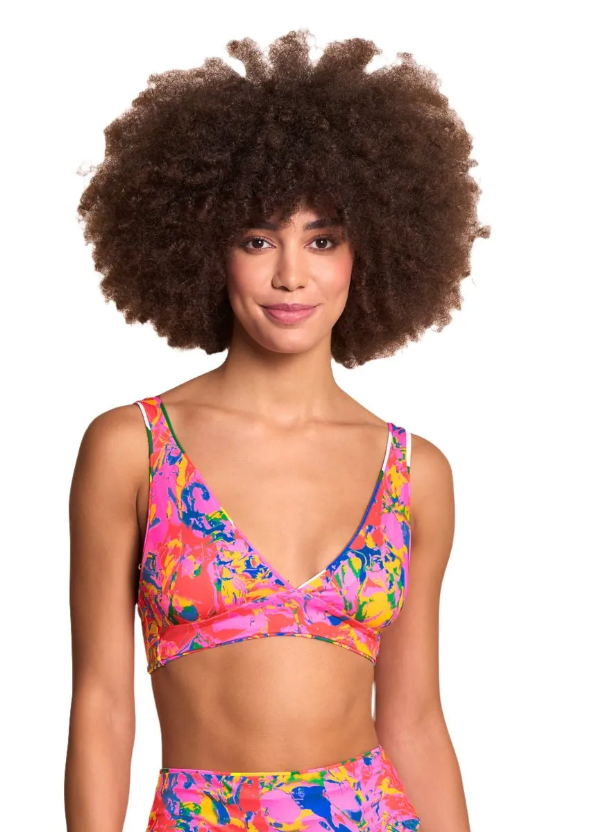 Maaji Crayonflower Rocky Long Line Triangle Bikini Top Maaji