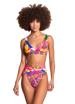 Maaji Crayonflower Rocky Long Line Triangle Bikini Top Maaji