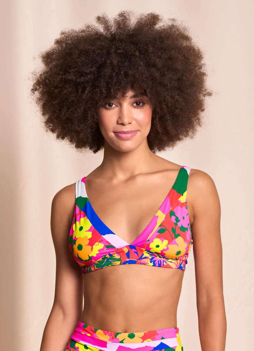 Maaji Crayonflower Rocky Long Line Triangle Bikini Top Maaji