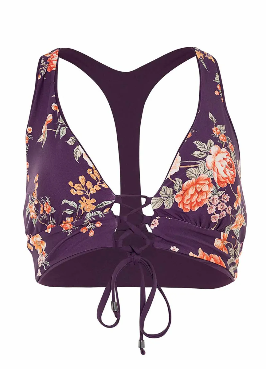 Maaji Dark Grape Yasmina Long Line Triangle Bikini Top Maaji