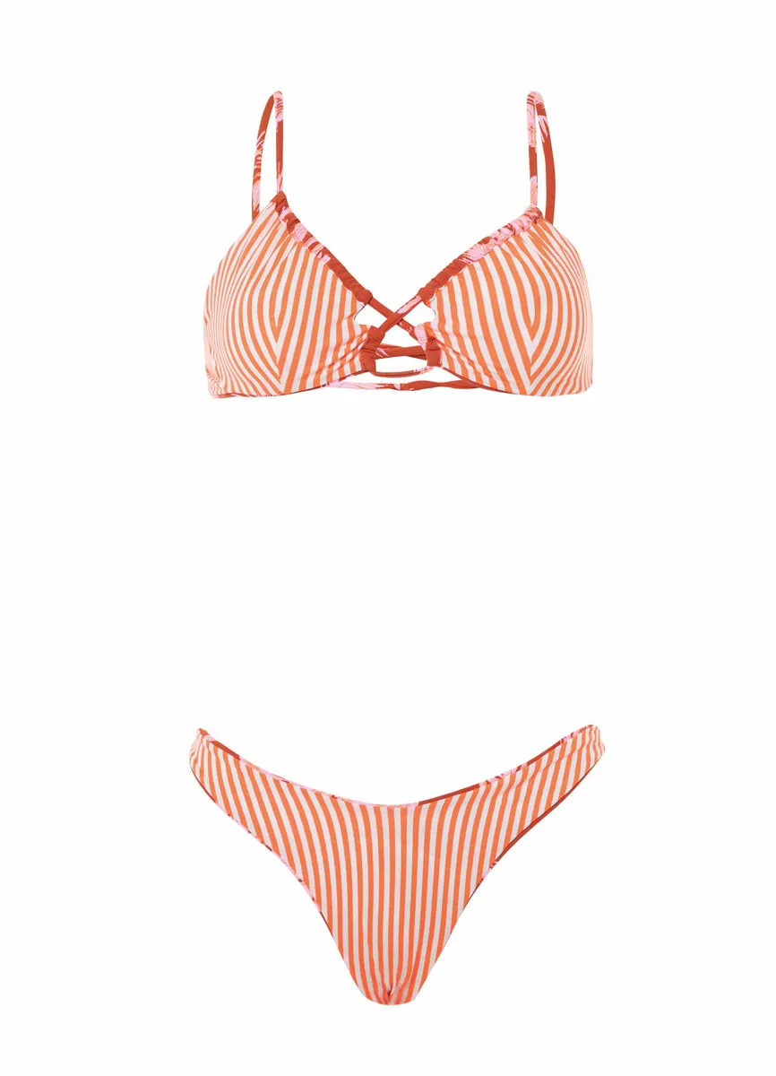 Maaji Darkred Palms Kelly Loop Front Triangle Bikini Top Maaji
