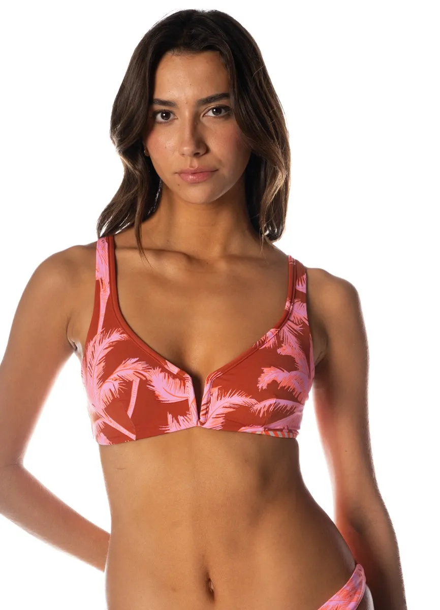 Maaji Darkred Palms Victory Classic Bralette Bikini Top Maaji