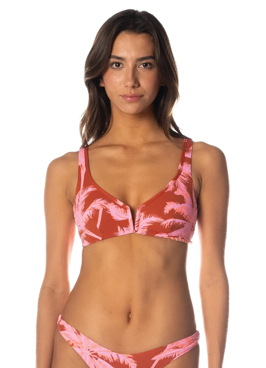 Maaji Darkred Palms Victory Classic Bralette Bikini Top Maaji