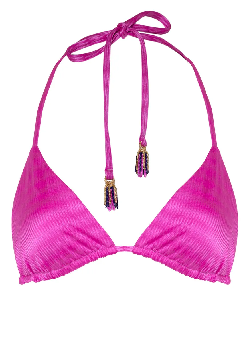 Maaji Deep Pink Balmy Sliding Triangle Bikini Top Maaji