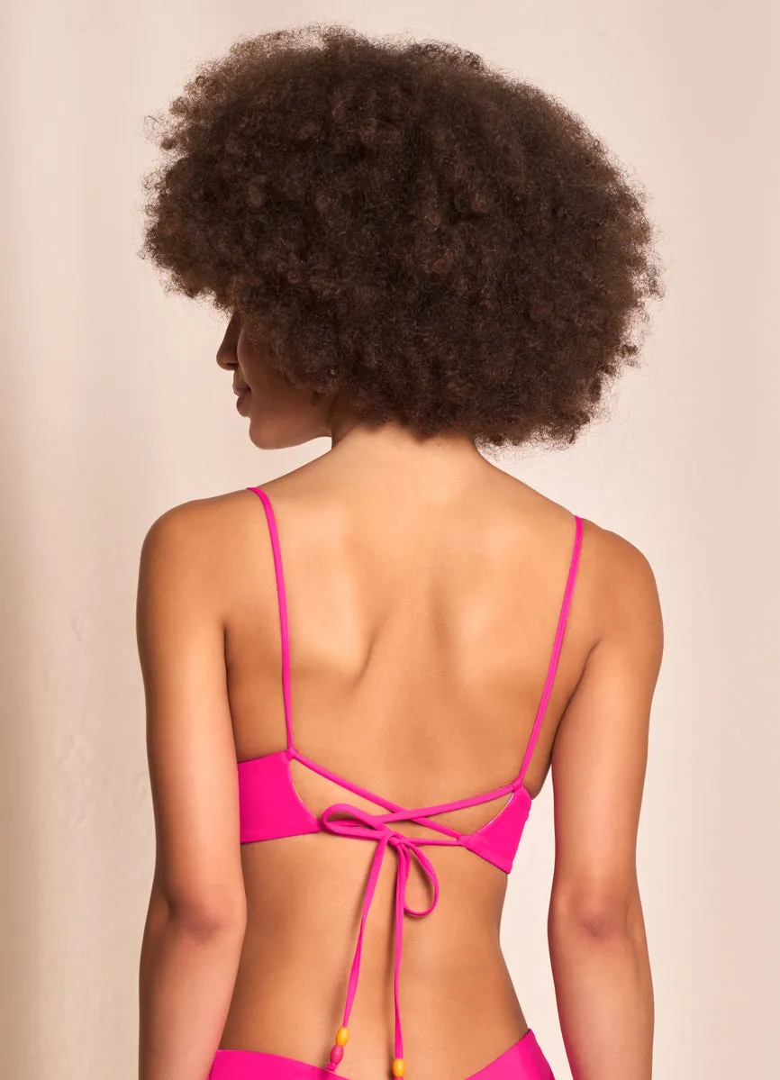 Maaji Dragon Fruit Shine Long Line Triangle Bikini Top Maaji