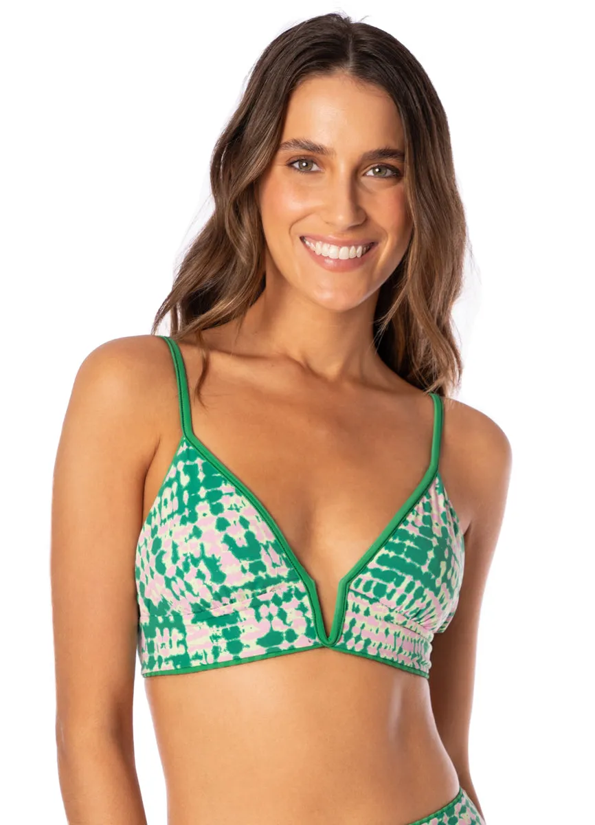 Maaji Enchanting Emerald Parade Long Line Triangle Bikini Top Maaji