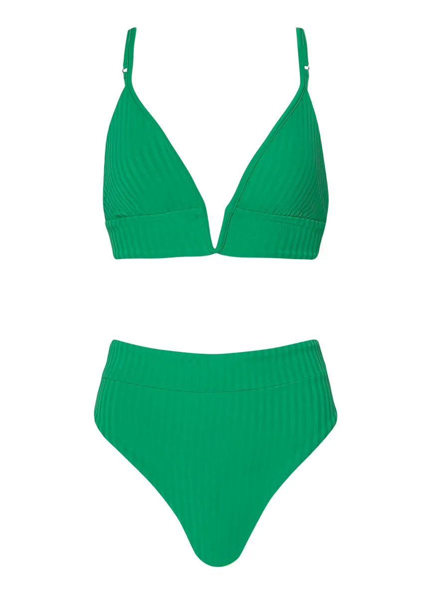 Maaji Enchanting Emerald Parade Long Line Triangle Bikini Top Maaji