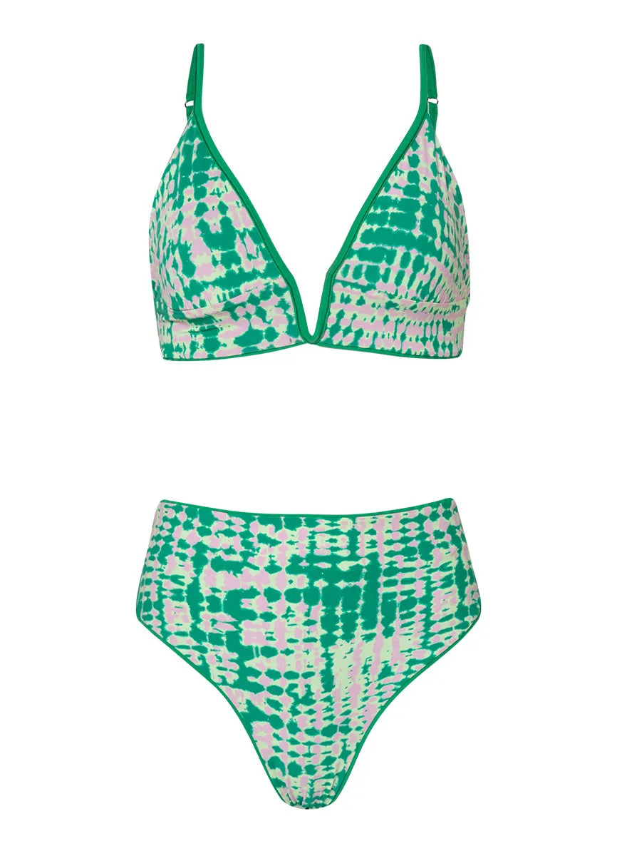 Maaji Enchanting Emerald Parade Long Line Triangle Bikini Top Maaji