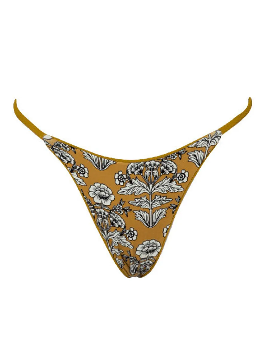 Maaji Engraved Leaves Micro Midi Regular Rise Single Strap Bikini Bottom Maaji
