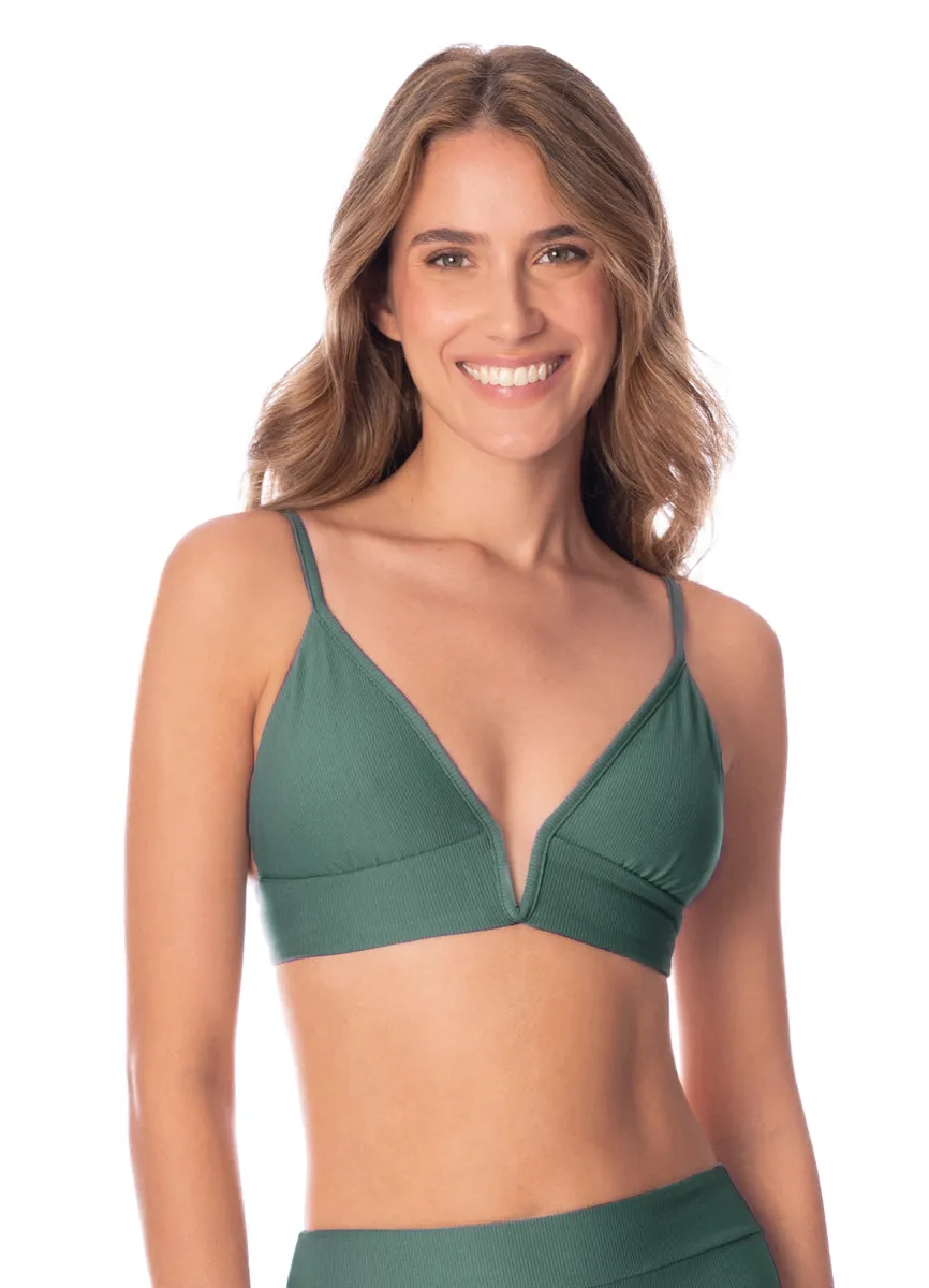 Maaji Eucalyptus Green Parade Long Line Triangle Bikini Top Maaji