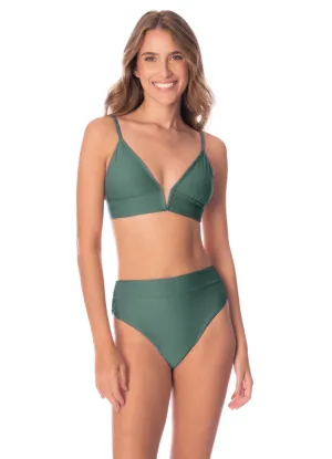 Maaji Eucalyptus Green Parade Long Line Triangle Bikini Top Maaji