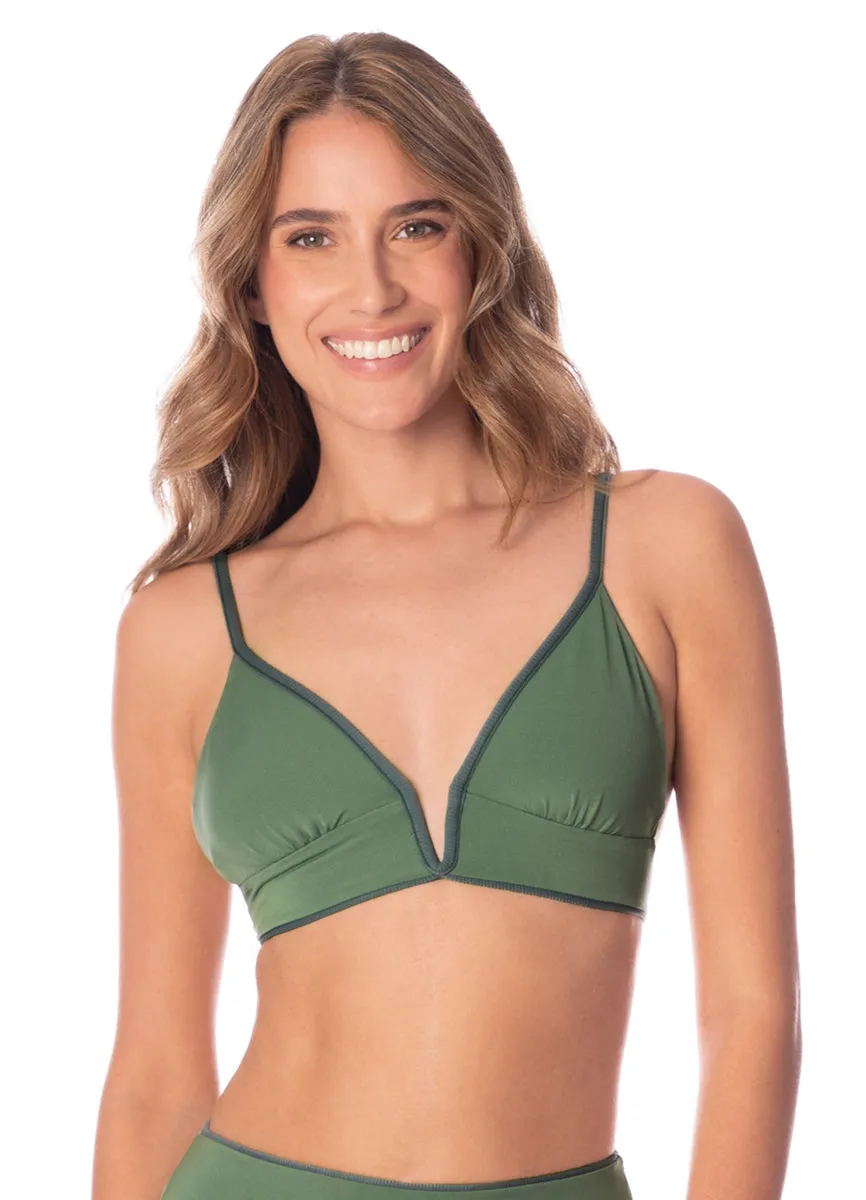Maaji Eucalyptus Green Parade Long Line Triangle Bikini Top Maaji