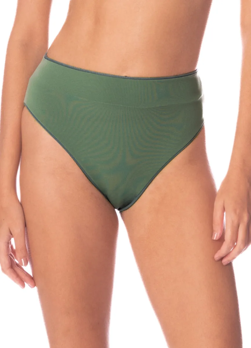 Maaji Eucalyptus Green Suzy Q High Rise Classic Bikini Bottom Maaji