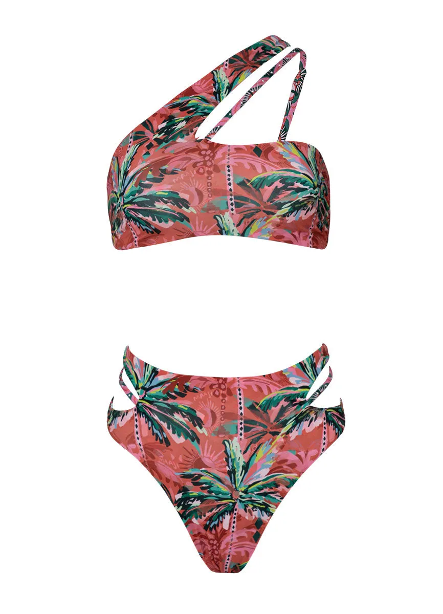 Maaji Flame Palms Eris High Rise Double Tab Side Bikini Bottom Maaji