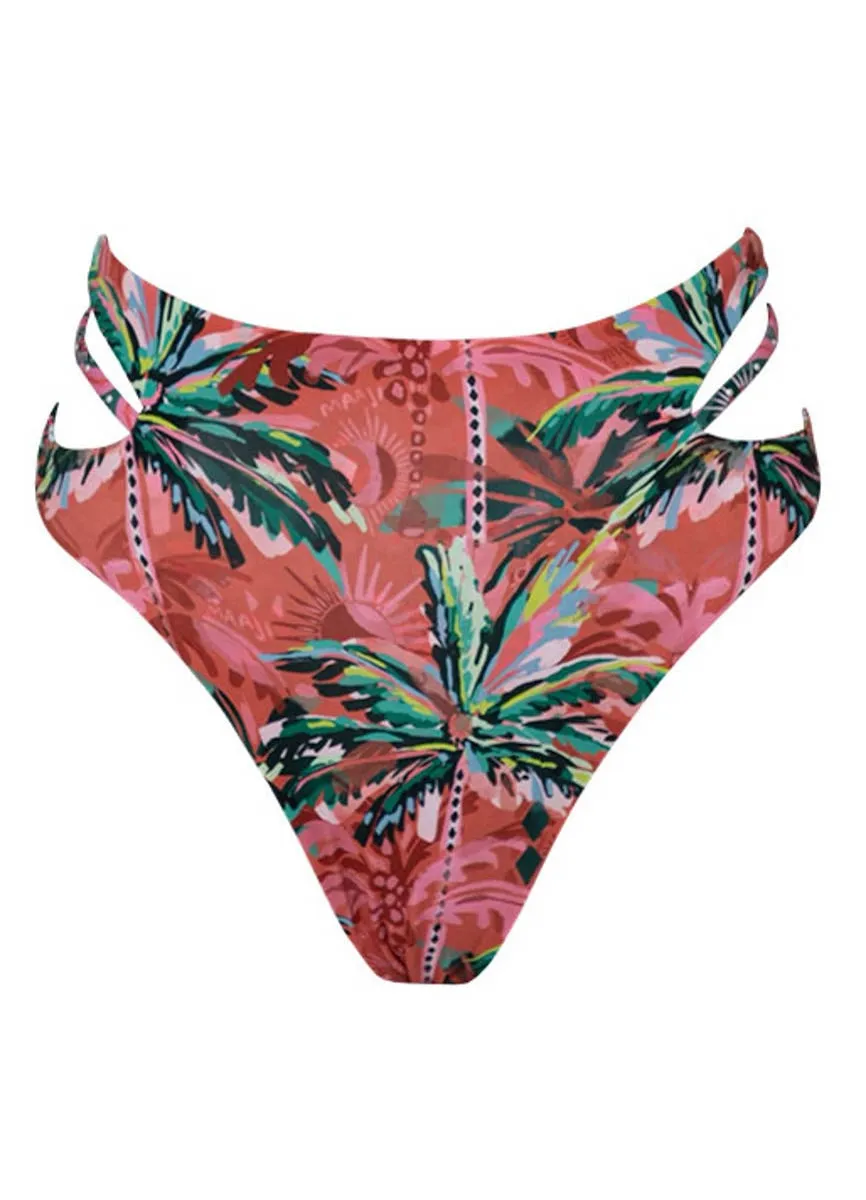 Maaji Flame Palms Eris High Rise Double Tab Side Bikini Bottom Maaji