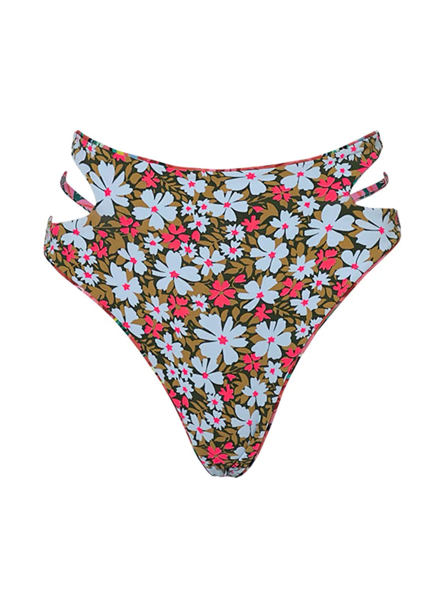 Maaji Flame Palms Eris High Rise Double Tab Side Bikini Bottom Maaji