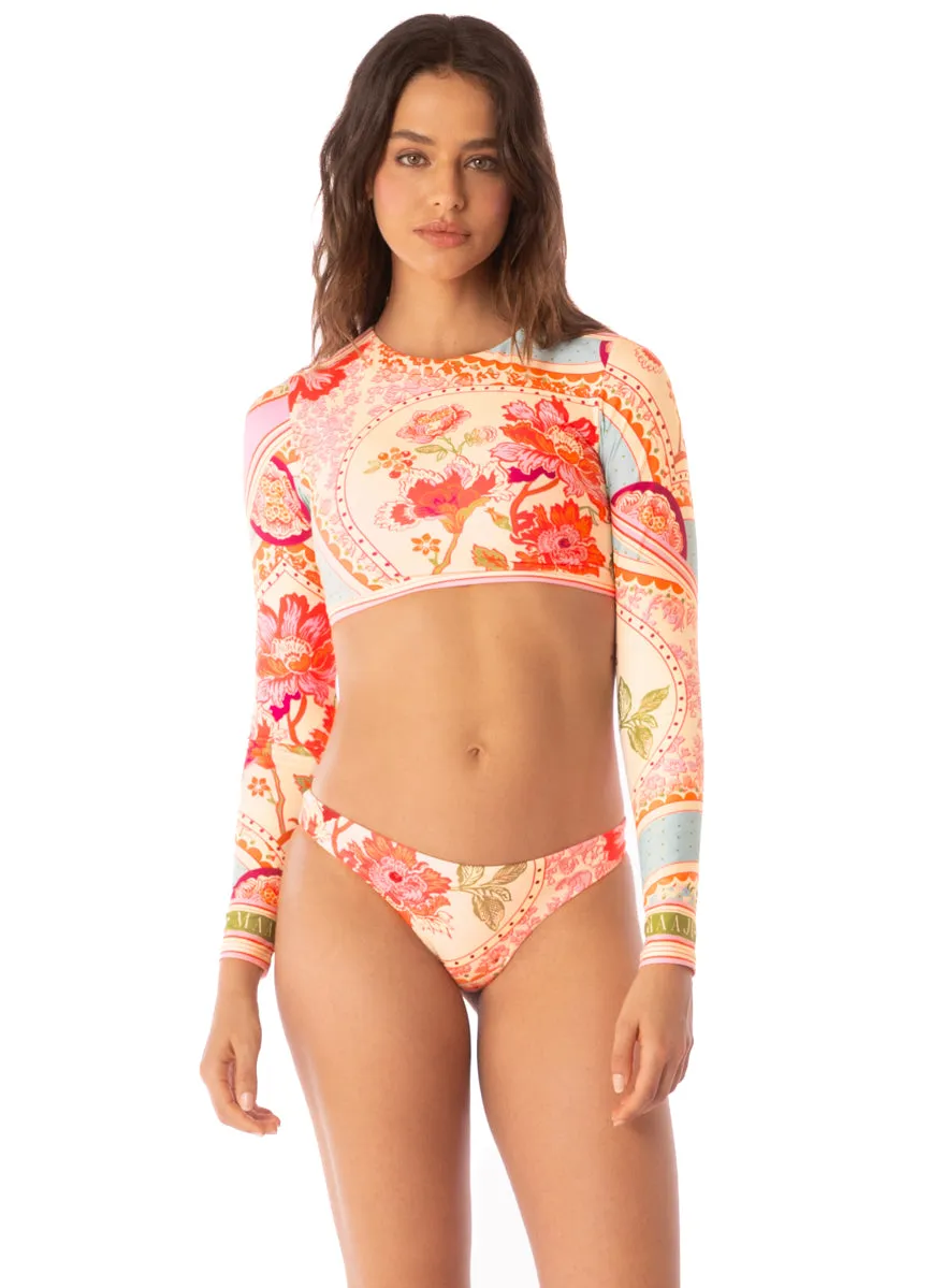 Maaji Floral Groove Spectacle Long Sleeve Crop Top Bikini Top Maaji