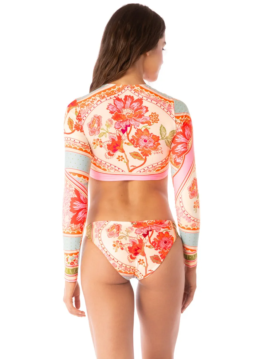 Maaji Floral Groove Spectacle Long Sleeve Crop Top Bikini Top Maaji