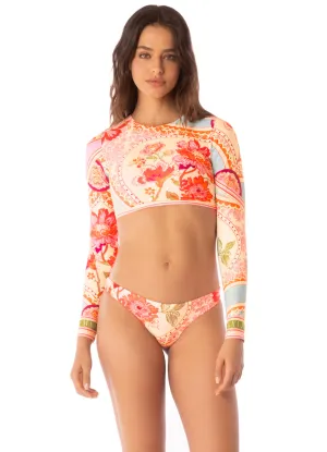 Maaji Floral Groove Spectacle Long Sleeve Crop Top Bikini Top Maaji
