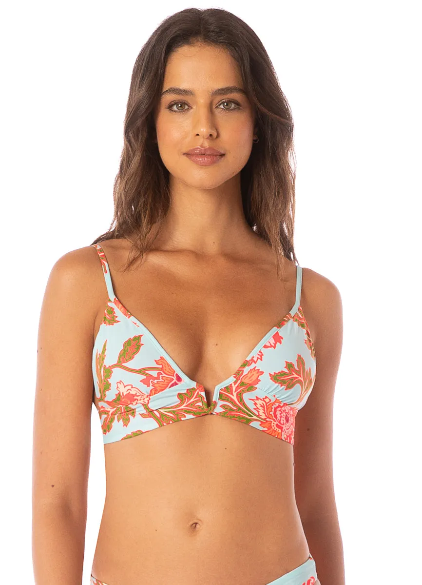 Maaji Floral Sky Paradiso Long Line Triangle Bikini Top Maaji