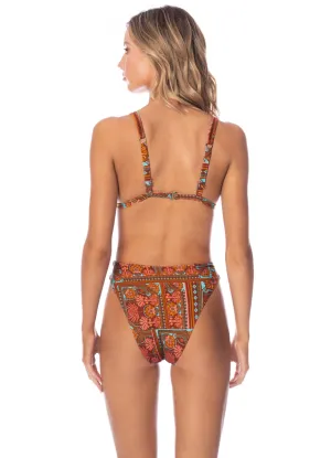 Maaji Garden Engraving Applauses High Rise Lace Up Bikini Bottom Maaji