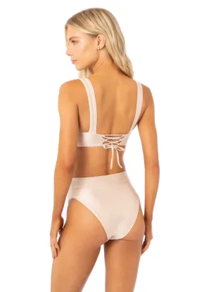 Maaji Golden Shine Suzy Q High Rise/High Leg Bikini Bottom Maaji