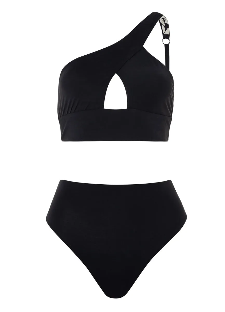Maaji Ink Black Sully High Rise/High Leg Bikini Bottom Maaji