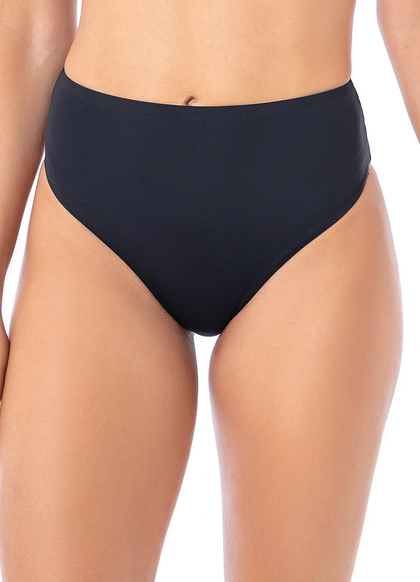 Maaji Ink Black Sully High Rise/High Leg Bikini Bottom Maaji
