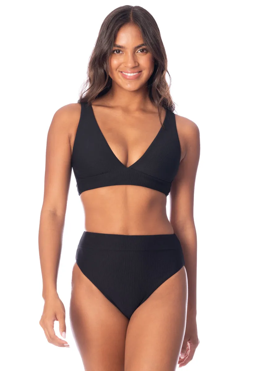 Maaji Jade Black Suzy Q High Rise Classic Bikini Bottom Maaji