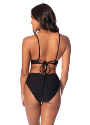 Maaji Jade Black Suzy Q High Rise Classic Bikini Bottom Maaji