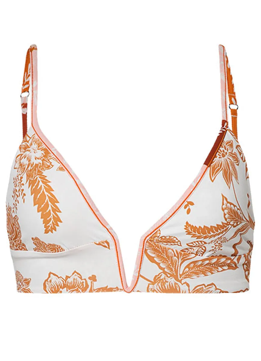 Maaji Leaf Patchwork Parade Long Line Triangle Bikini Top Maaji