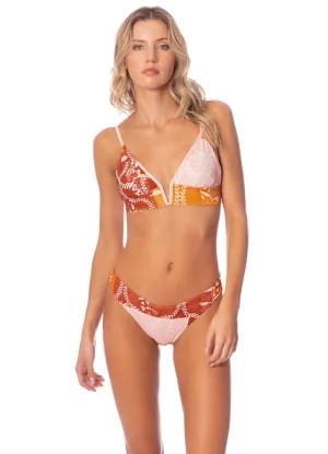 Maaji Leaf Patchwork Parade Long Line Triangle Bikini Top Maaji