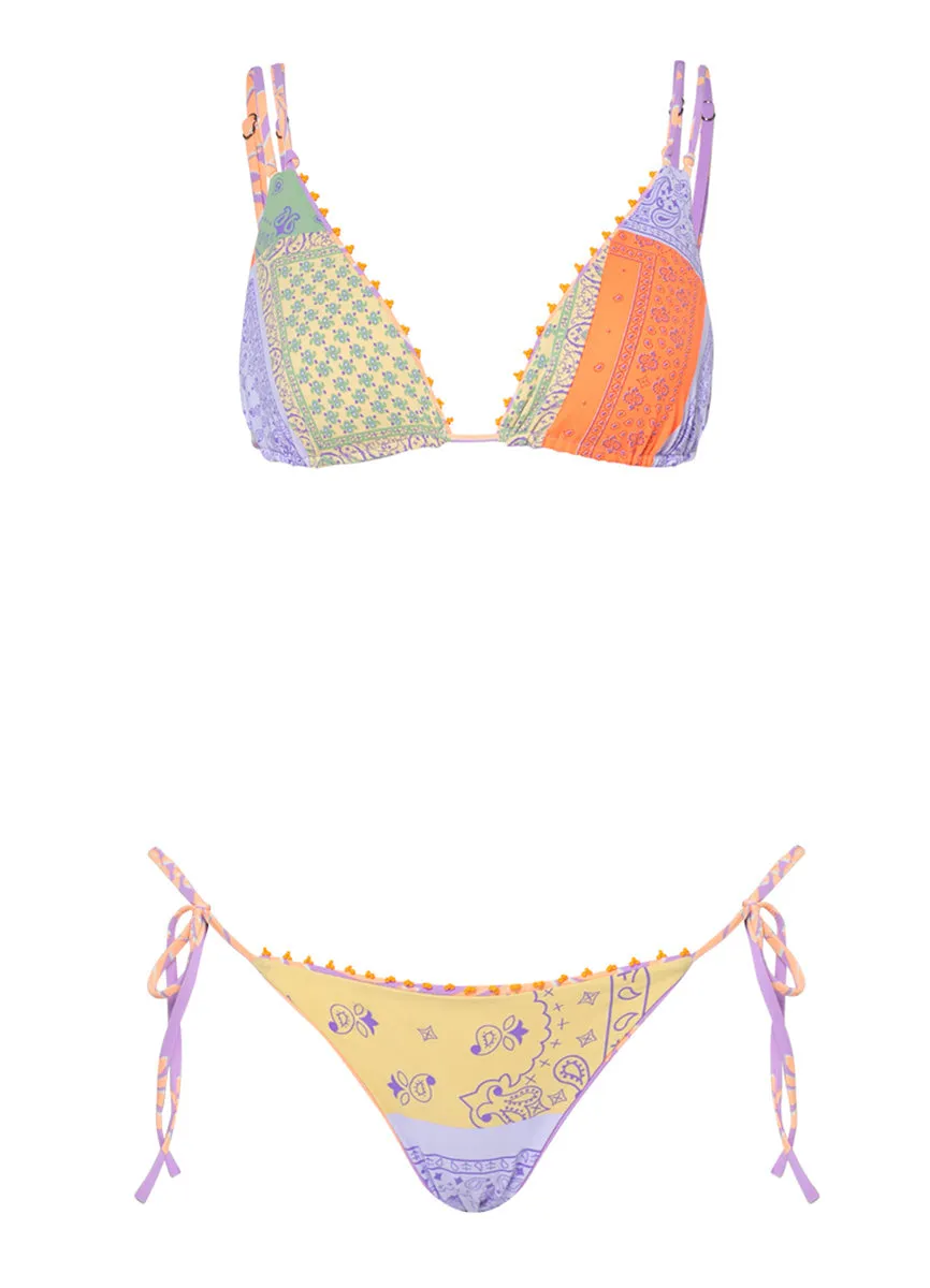 Maaji Lilac Ferns Sunning Low Rise Tie Side Bikini Bottom Maaji